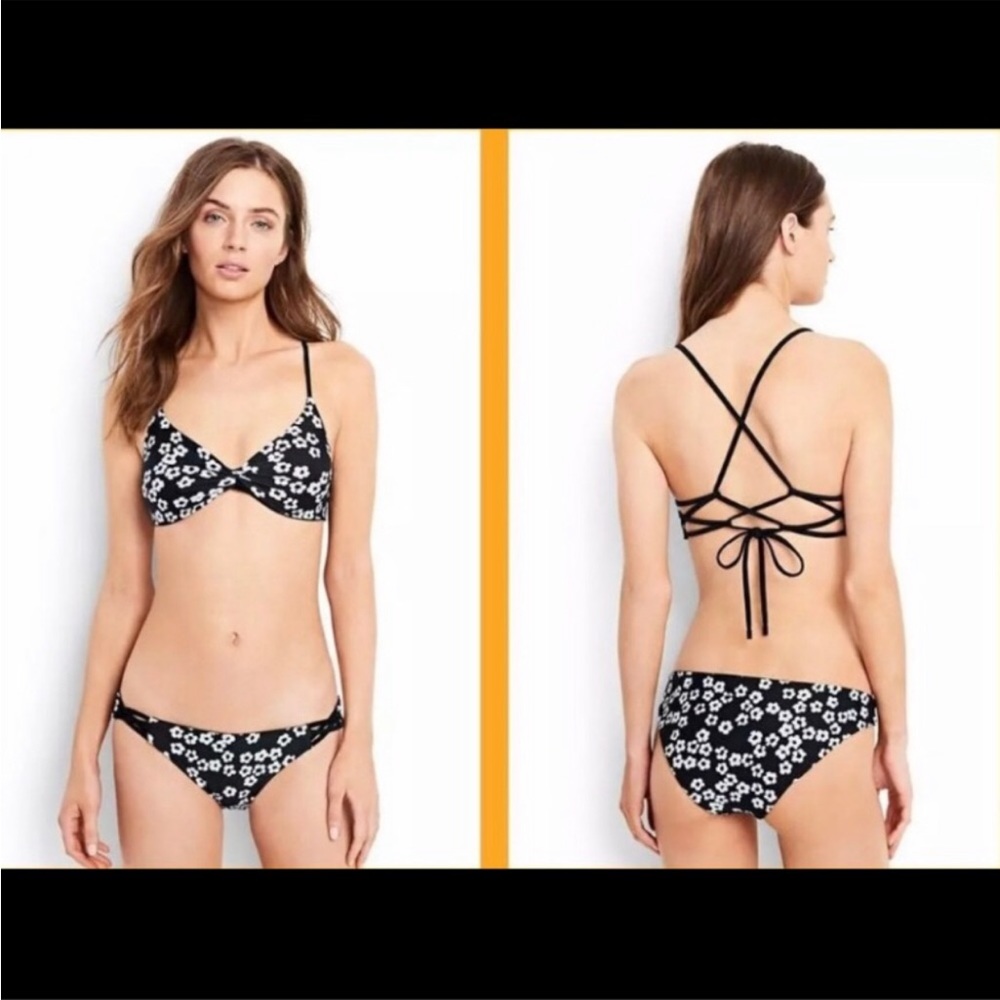 Lands’ End reversible black & white bikini